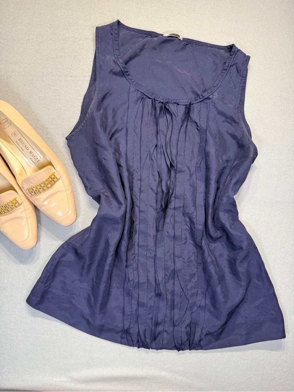 J.Crew Navy Pintuck Sleeveless size S #0164F